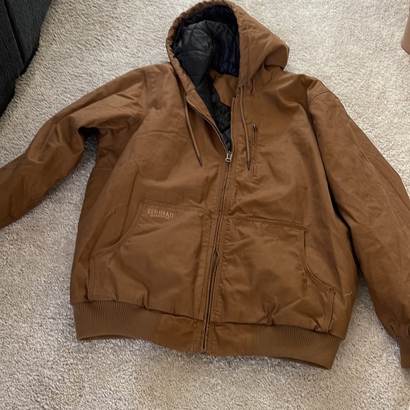 RED HEAD Brand Co. Hooded, pockets CANVAS 💯 % cotton mens JACKET size LARGE - Picture 5 of 16